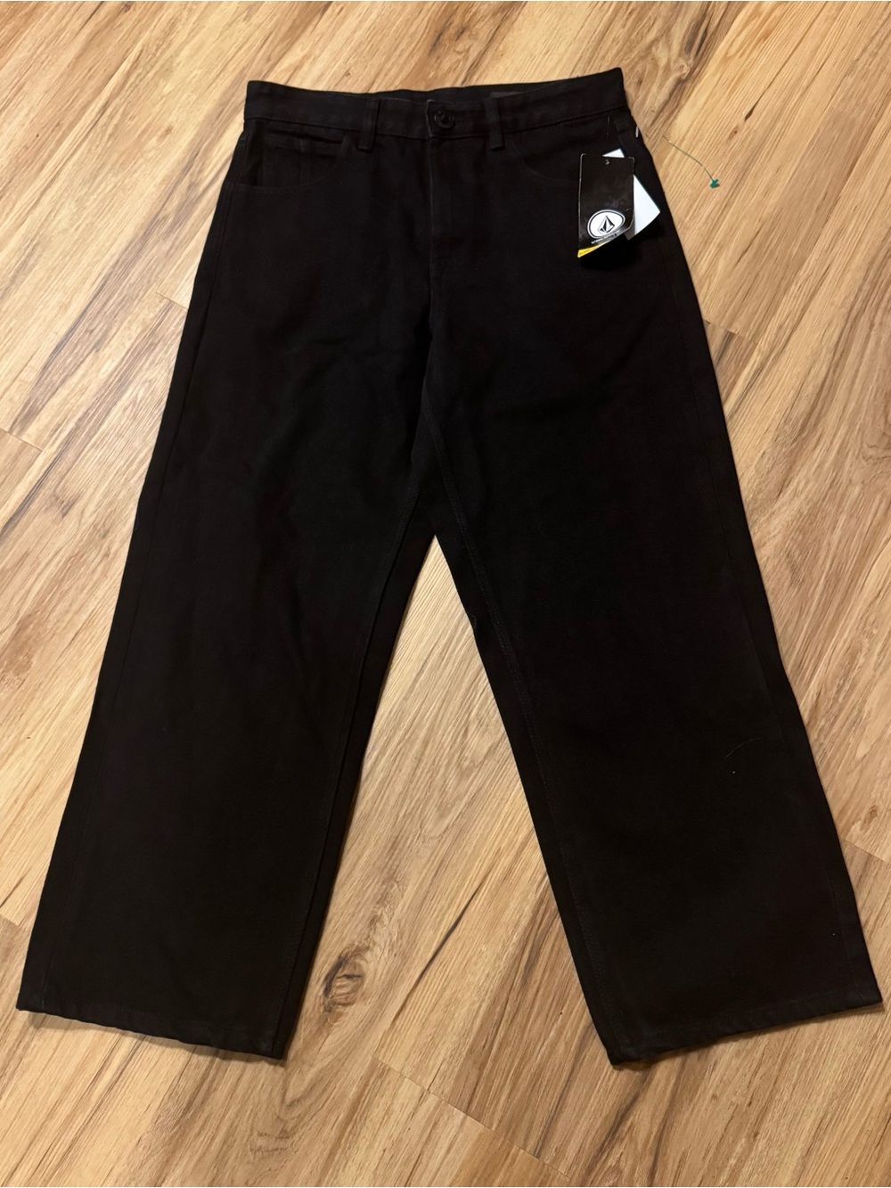 Volcom Jeans Youth 16 Black Billow Denim Baggy Loose NWT Size 28